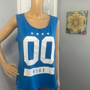 Nike Bright Blue Double Zero Distressed Muscle Tank